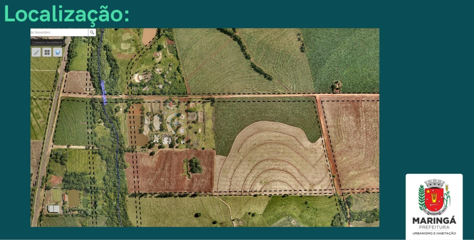 A área onde será construído o Parque das Águas  tem cerca de 116 mil metros quadrados (9 alqueires) e estão localizadas na saída para Astorga, ao lado do antigo Termas de Maringá (Divulgação/PMM)