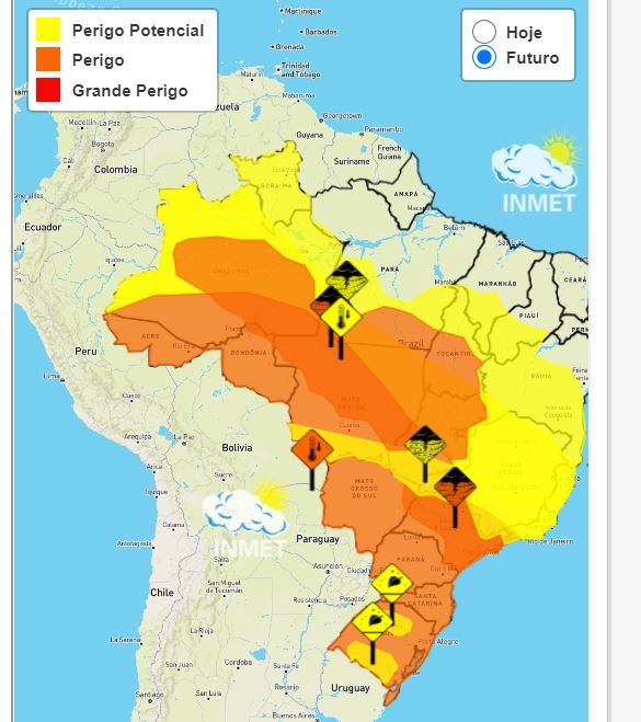 Alerta de perigo para os próximos dias por conta da queda brusca de temperatura, segundo o Inmet