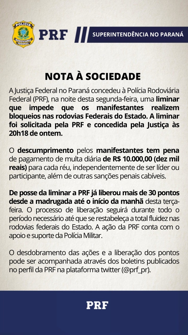 Nota da PRF