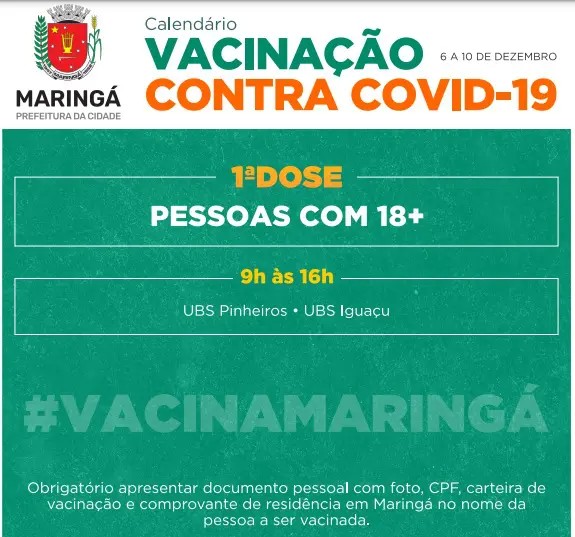 Cronograma de vacinação de adultos. Fonte: PMM