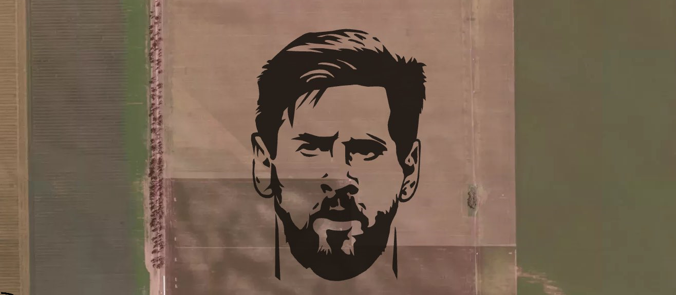 Rosto do jogador Messi é desenhado em lavoura de milho na Argentina 