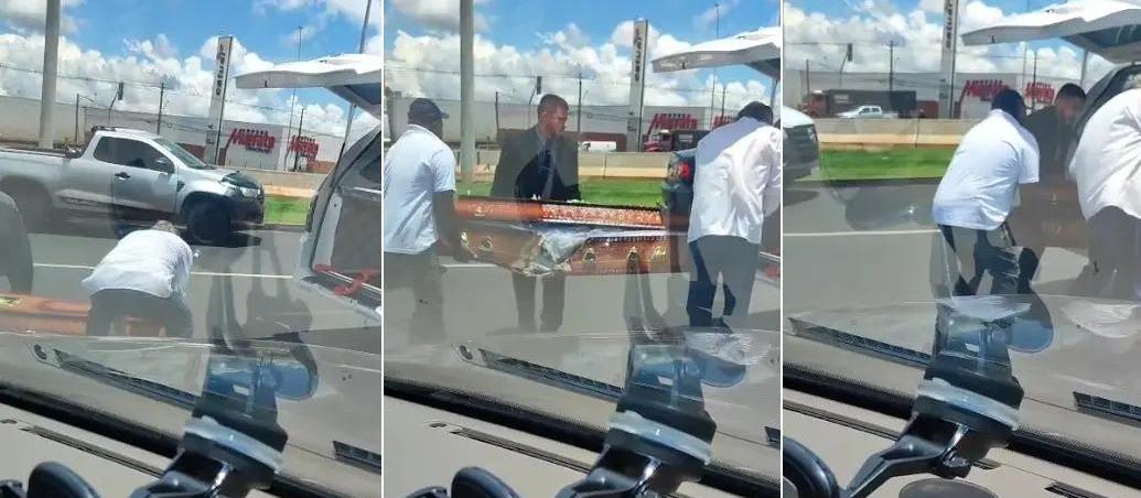 Caixão com corpo cai de carro funerário em avenida de Maringá; vídeo