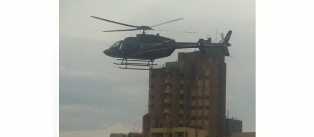 Helicóptero pousando no Willie Davids e agressão à torcida do Cascavel