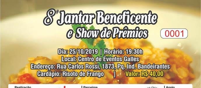 Rotary Club promove jantar beneficente para ajudar quatro entidades 