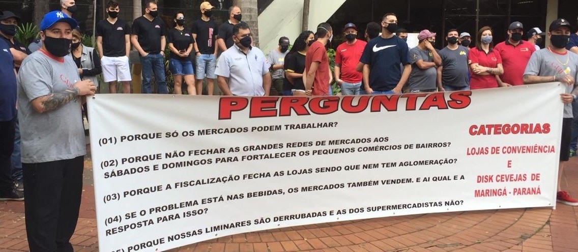 Bares, disque-bebidas e tabacarias protestam contra restrições em Maringá