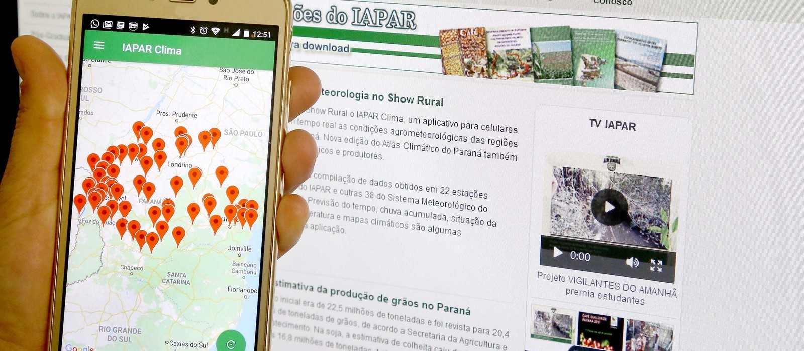 Iapar e Simepar lançam app que divulga informações meteorológicas e geadas