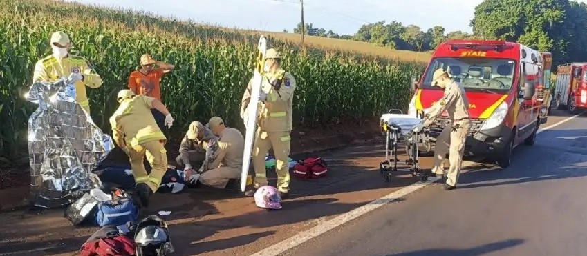 Acidente na entrada de Maringá, deixa motociclista em estado grave