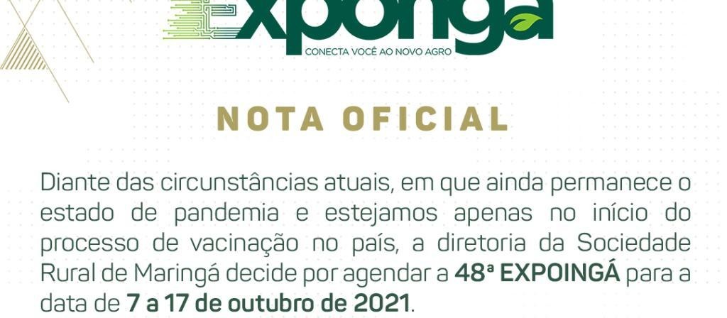 48ª Expoingá será de 7 a 17 de outubro