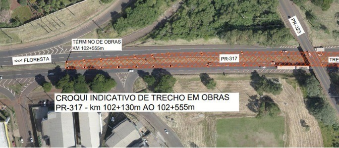 Começa a interdição de pistas da PR-317, no entroncamento com a PR-323