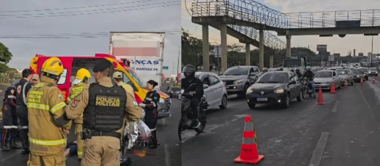 Motociclista morre em acidente com caminhão na Avenida Colombo em Maringá