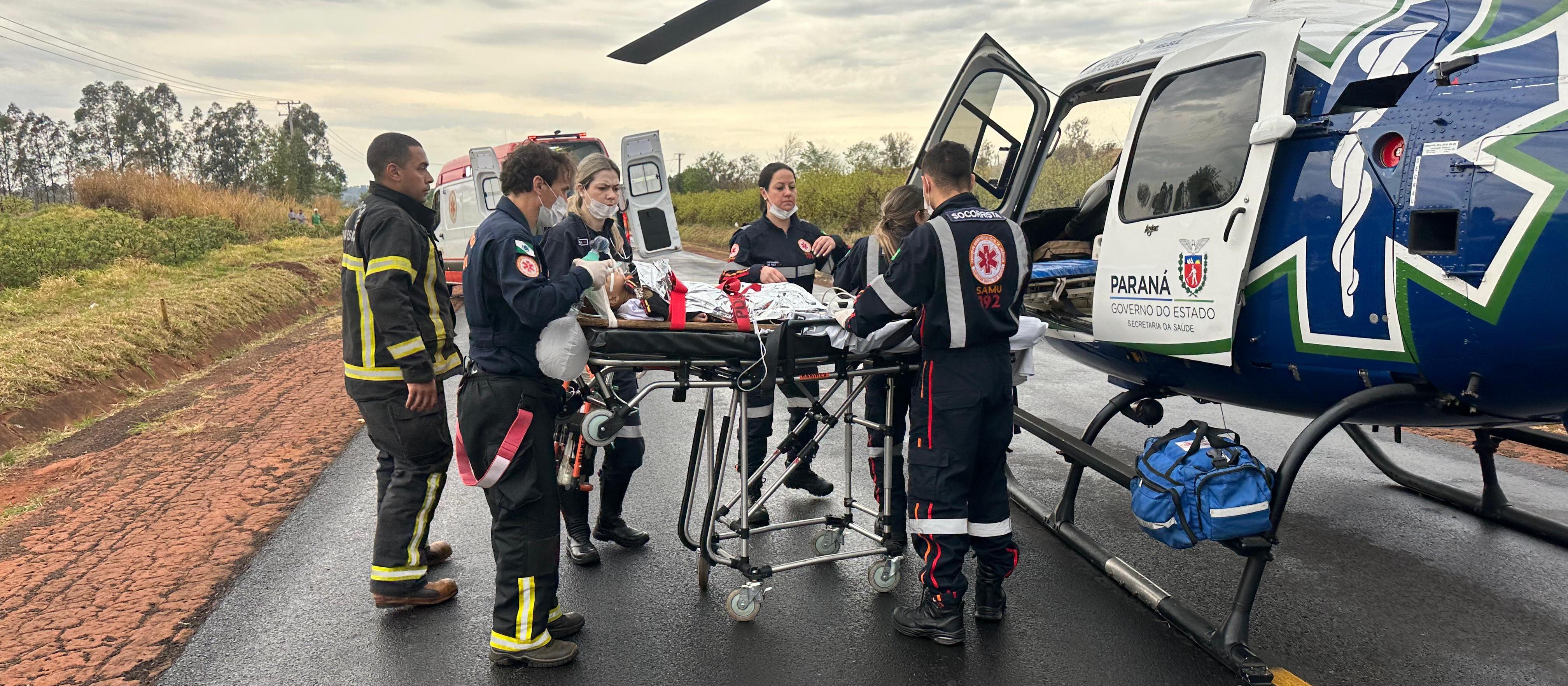 Bebê vítima de acidente é trazido de helicóptero a Maringá
