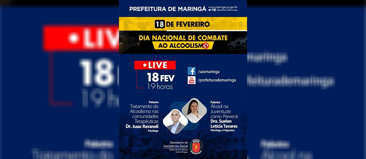 No Dia Nacional de Combate ao Alcoolismo, live discute o tema