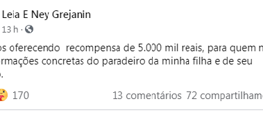 Família oferece R$ 5 mil por informações sobre casal desaparecido