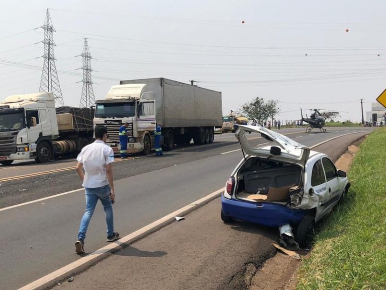 Fumaça provoca engavetamento e seis ficam feridos em Mandaguari