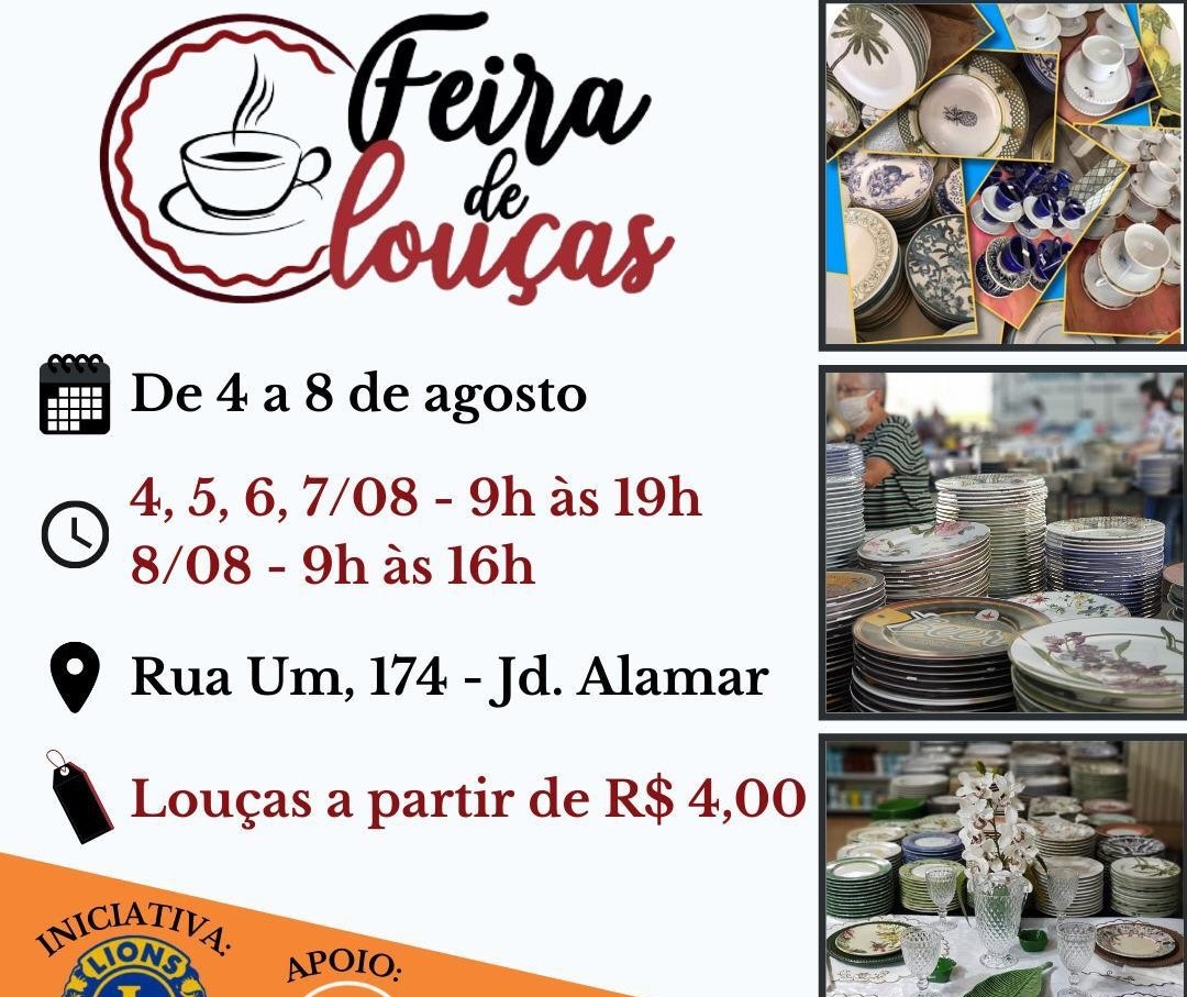 Lions Club e projeto Família Sopão realizam Feira de Louças  