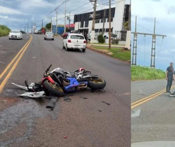 Motociclista fica ferido em grave acidente no Contorno Sul de Maringá