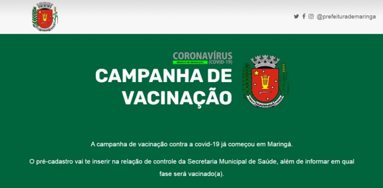 Maringaenses podem fazer pré-cadastro para vacinação contra a Covid-19