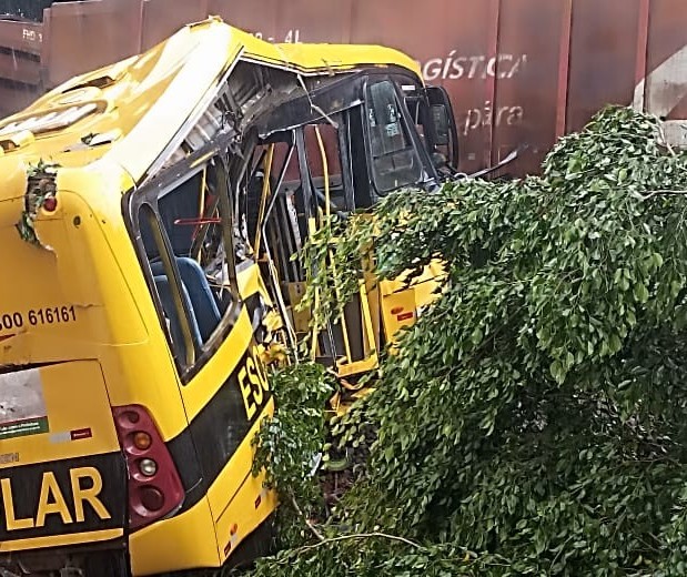 Ônibus escolar é atingido por trem em Jandaia do Sul