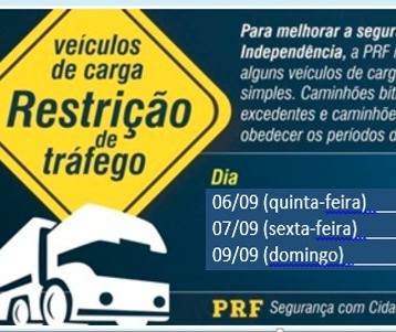 Tráfego de veículos pesados será restrito após as 16h