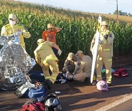 Acidente na entrada de Maringá, deixa motociclista em estado grave