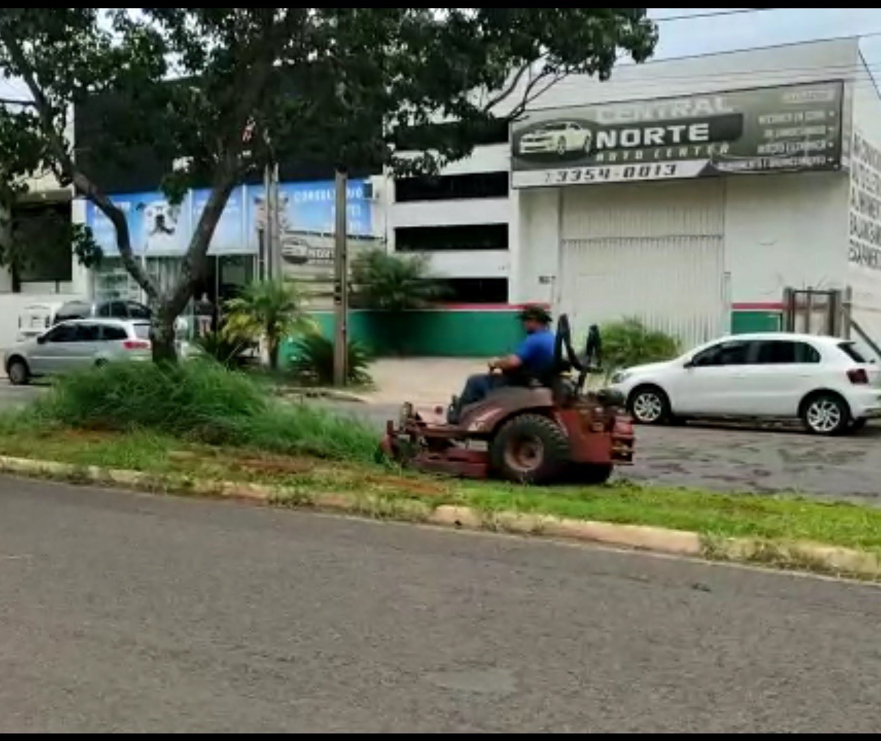 Sem contrato, empresa é vista roçando canteiros em Maringá