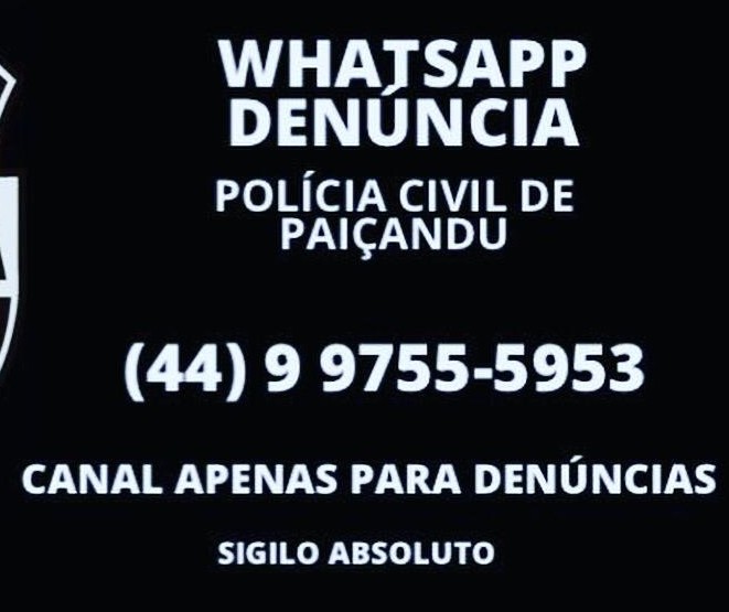 Polícia de Paiçandu também tem WhatsApp denúncia