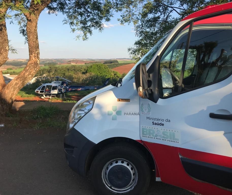 Eletricista da Copel é socorrido pelo Samu após sofrer queimaduras em Mandaguari