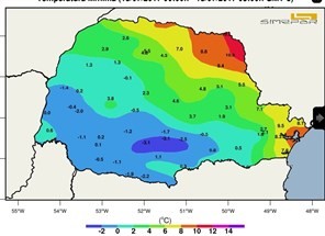 Região noroeste do Paraná registra temperatura negativa, de acordo com o Simepar