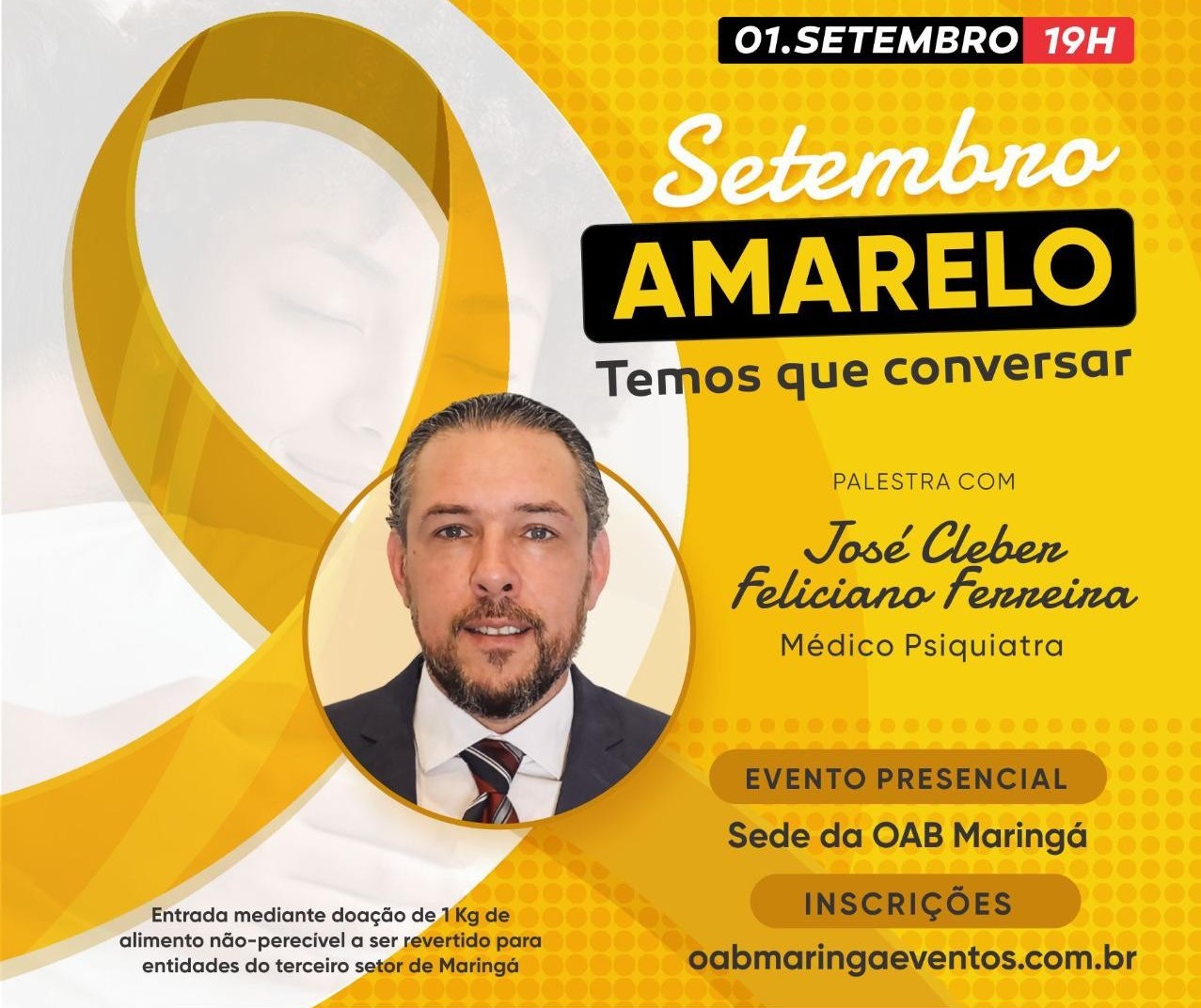 Palestra com psiquiatra na OAB abre mês de prevenção ao suícidio