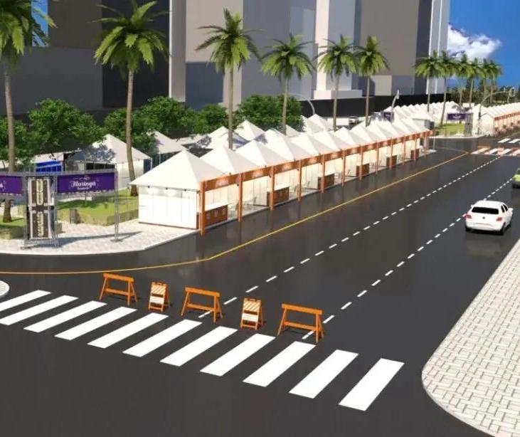 Barracas da Vila Gastronômica começam a ser montadas na Av. Getúlio Vargas em Maringá