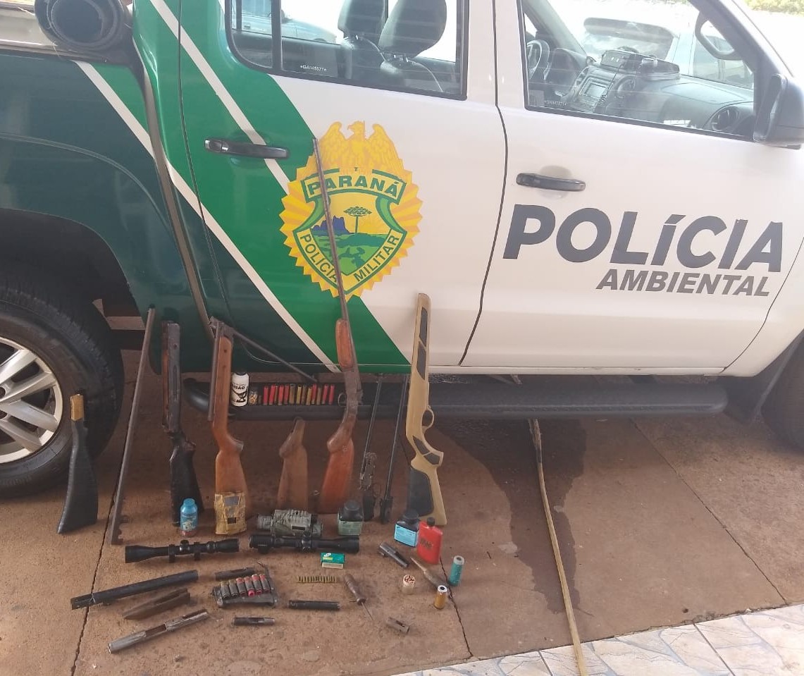 Polícia Ambiental apreende equipamentos para caça em Cruzeiro do Oeste 