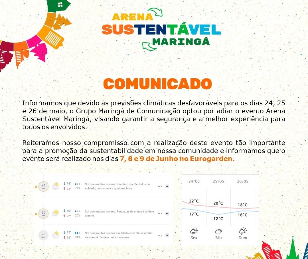 Arena Sustentável é adiada devido à previsão do tempo 