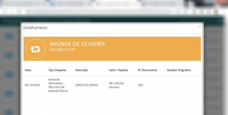 Campanha tem registro de pagamento e doação de ex-secretário