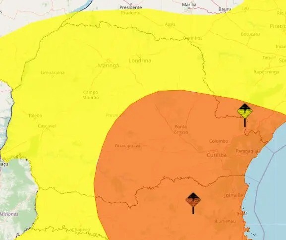 Maringá tem alerta de chuvas intensas nas próximas horas, aponta Inmet